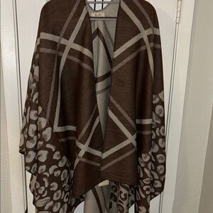 Brown Geometric Patterned Women's Shawl